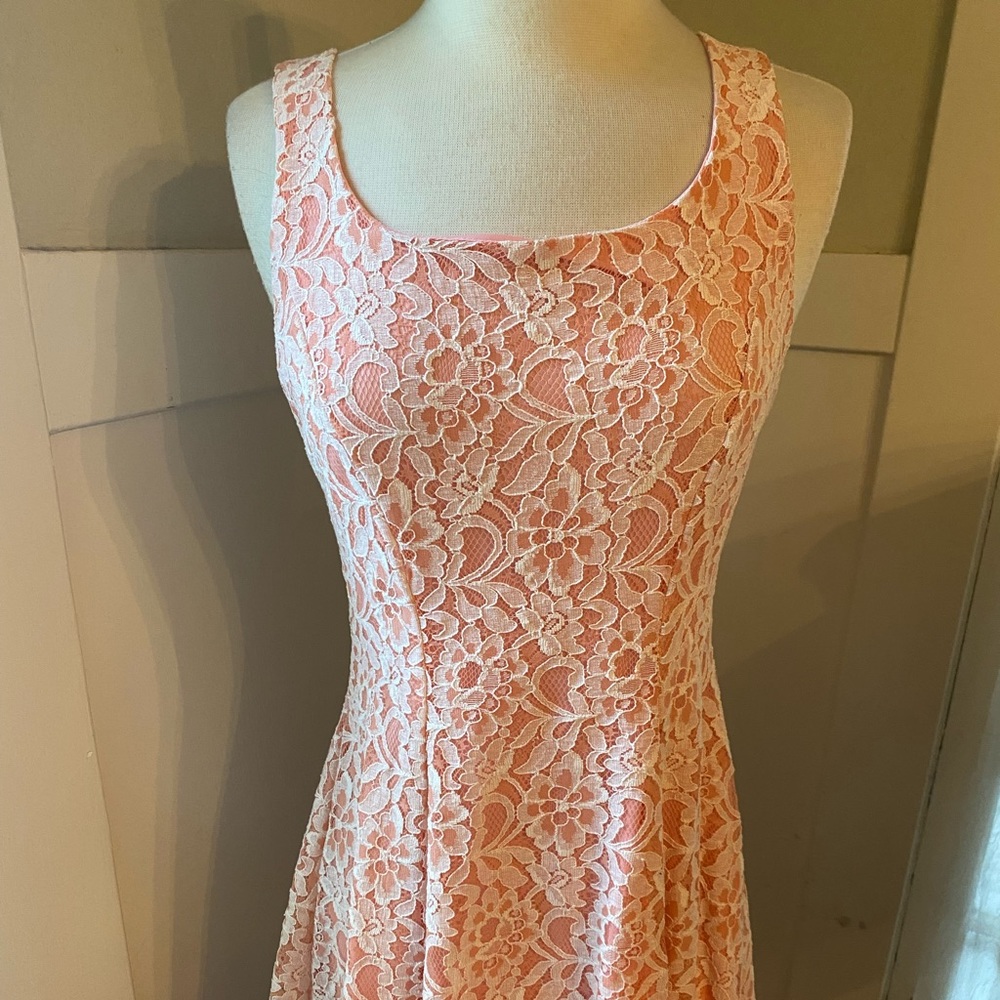 Pink and white lace dress
